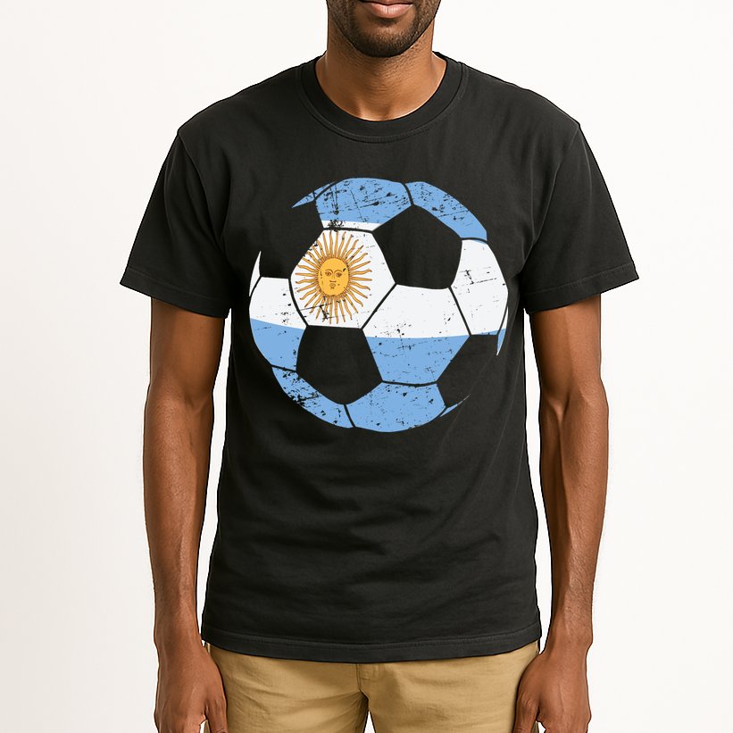 Argentina Soccer Ball Flag Jersey Argentinian Football Tall T-Shirt