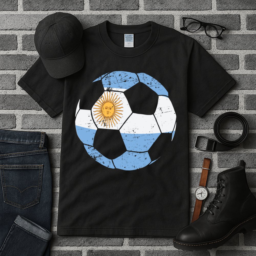 Argentina Soccer Ball Flag Jersey Argentinian Football Tall T-Shirt