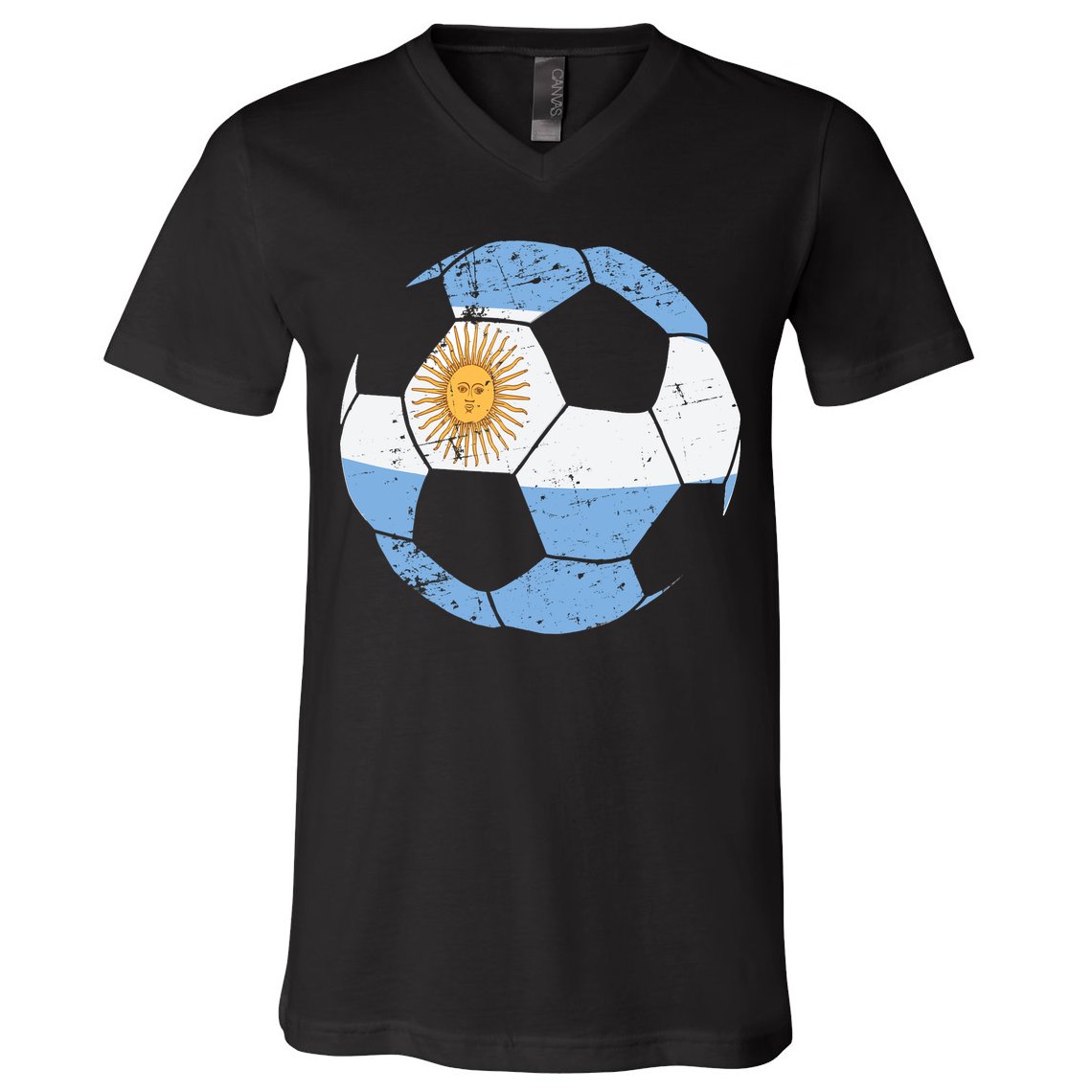 Argentina Soccer Ball Flag Jersey Argentinian Football V-Neck T-Shirt