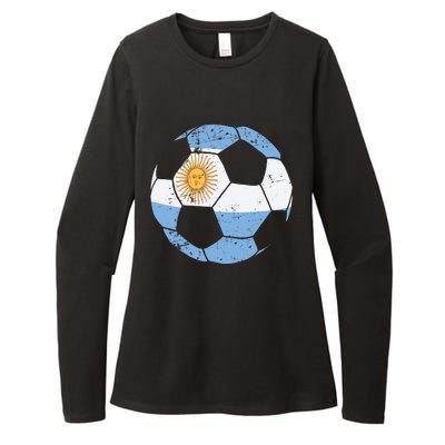 Argentina Soccer Ball Flag Jersey Argentinian Football Womens CVC Long Sleeve Shirt