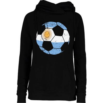 Argentina Soccer Ball Flag Jersey Argentinian Football Womens Funnel Neck Pullover Hood