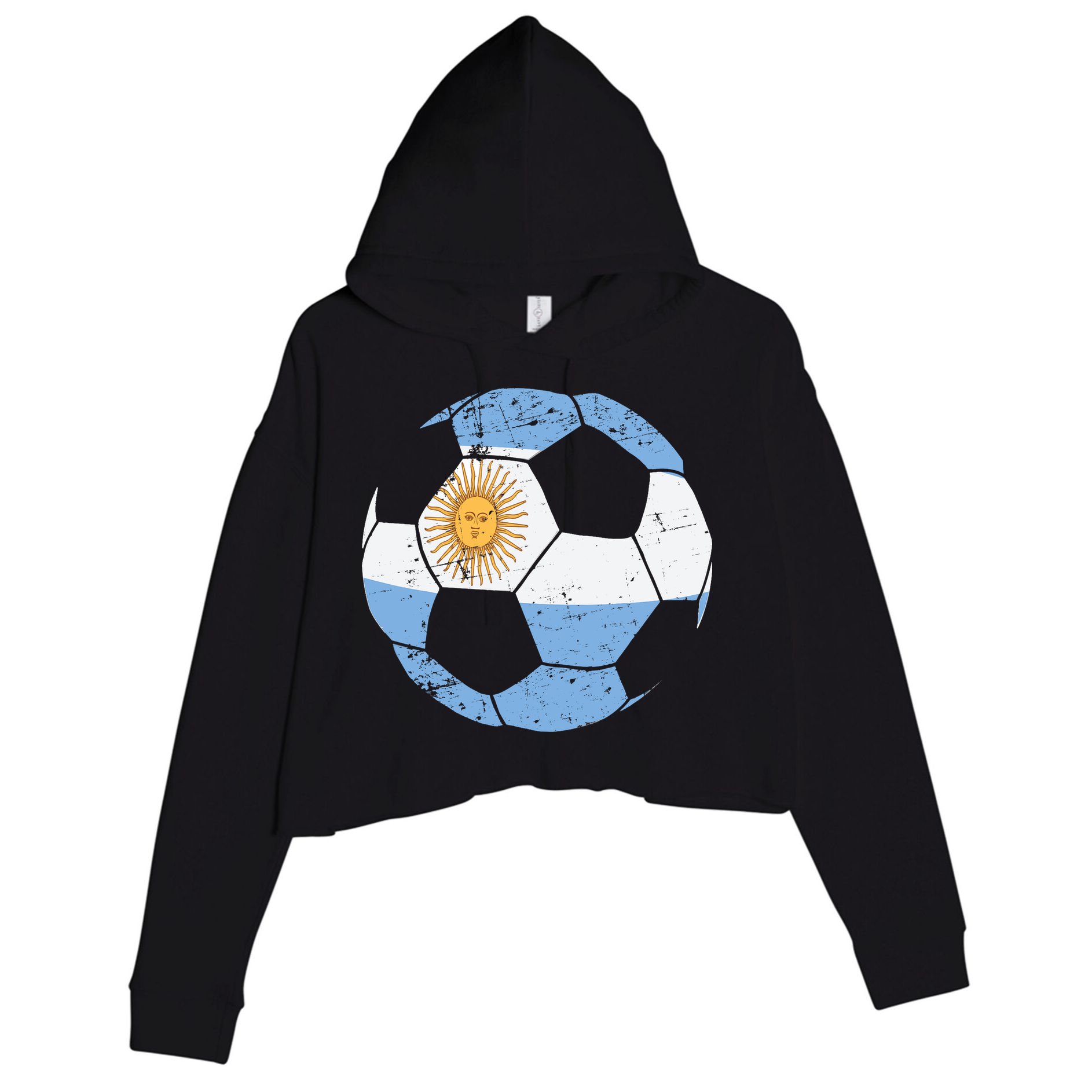 Argentina Soccer Ball Flag Jersey Argentinian Football Crop Fleece Hoodie