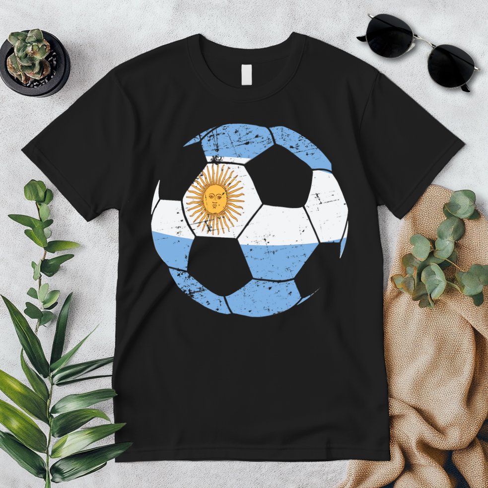 Argentina Soccer Ball Flag Jersey Argentinian Football Premium T-Shirt