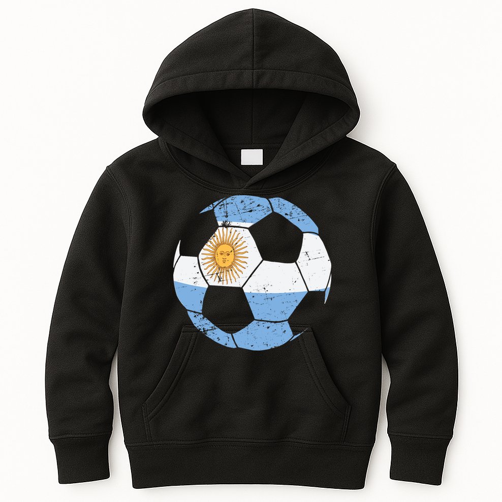 Argentina Soccer Ball Flag Jersey Argentinian Football Kids Hoodie