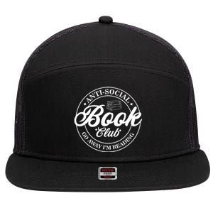 Anti Social Book Club Go Away IM Reading Funny Bookworm 7 Panel Mesh Trucker Snapback Hat