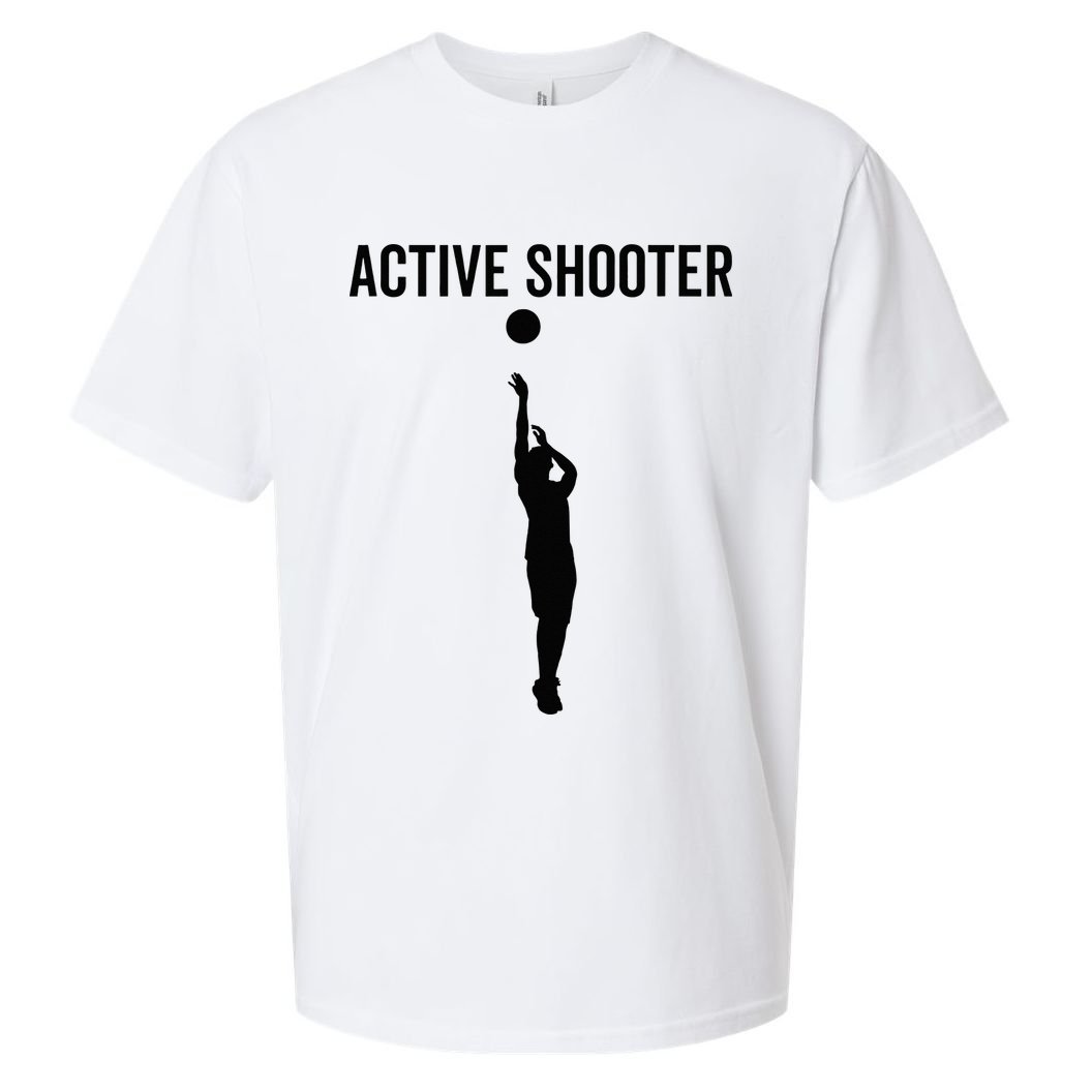 Active Shooter Basketball Funny Sport Lover Humor Sueded Cloud Jersey T-Shirt