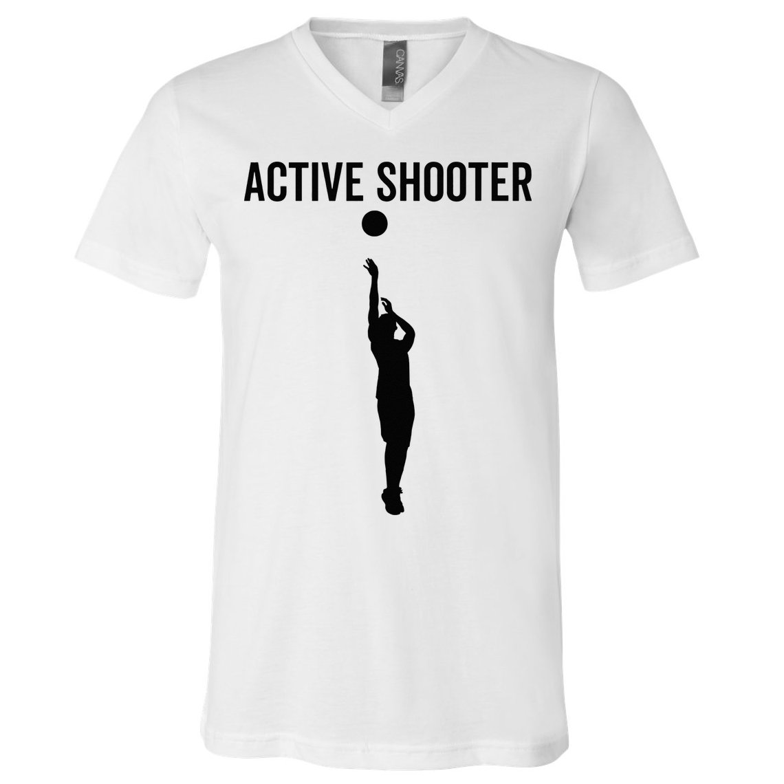 Active Shooter Basketball Funny Sport Lover Humor V-Neck T-Shirt