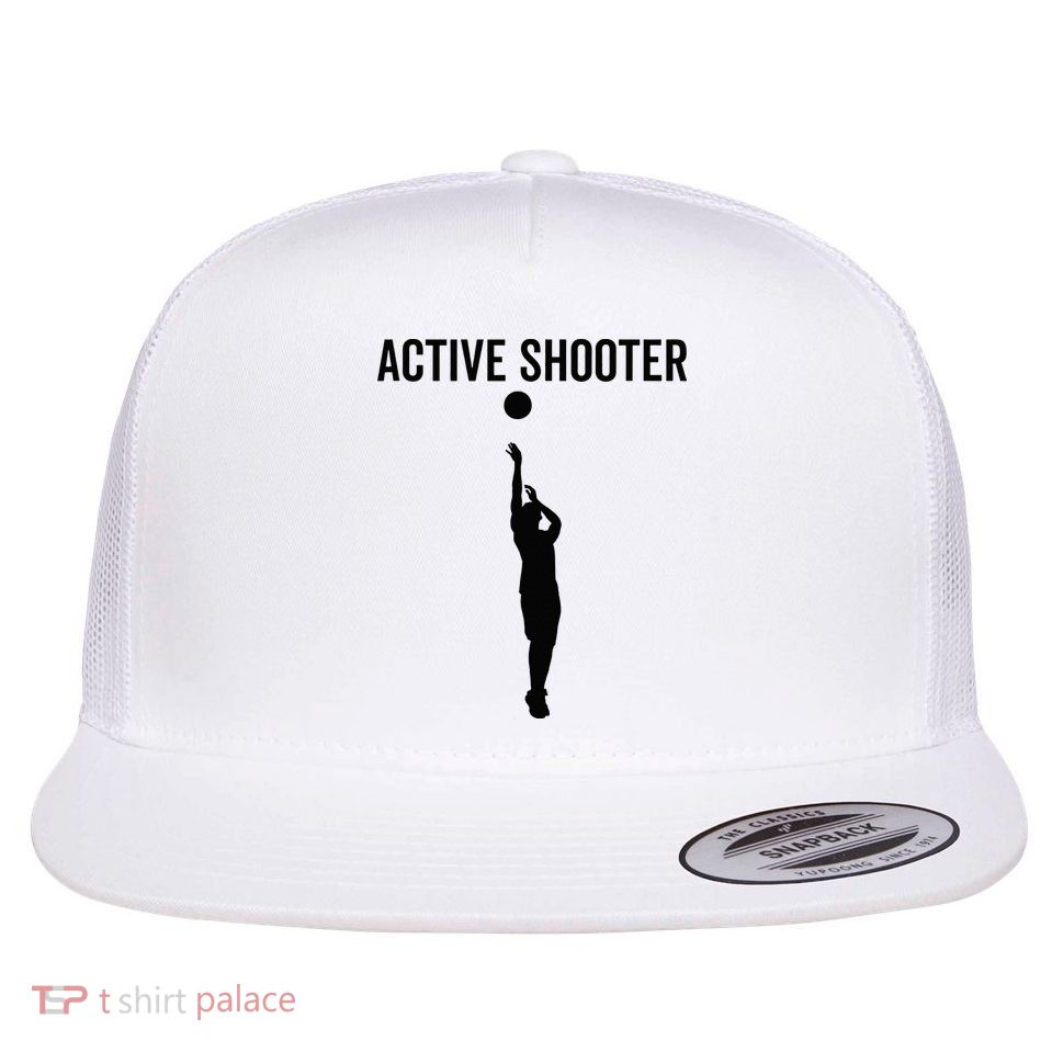 Active Shooter Basketball Funny Sport Lover Humor Flat Bill Trucker Hat
