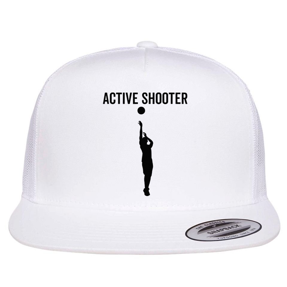 Active Shooter Basketball Funny Sport Lover Humor Flat Bill Trucker Hat