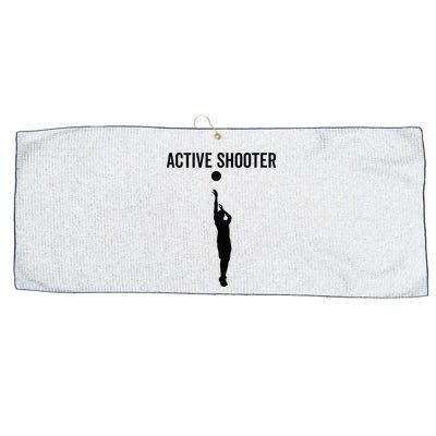 Active Shooter Basketball Funny Sport Lover Humor Large Microfiber Waffle Golf Towel