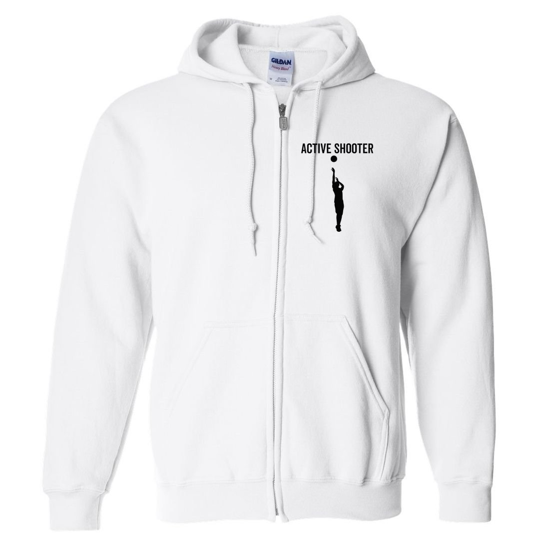 Active Shooter Basketball Funny Sport Lover Humor Full Zip Hoodie