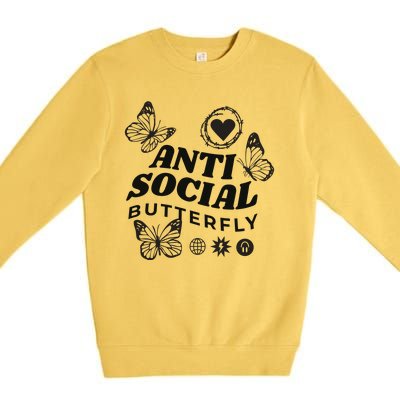 Anti Social Butterfly Retro Premium Crewneck Sweatshirt