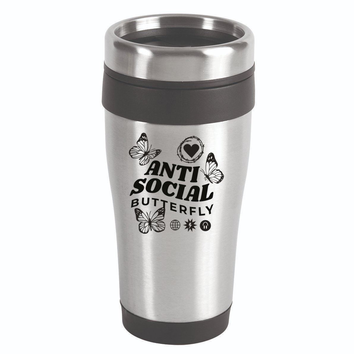 Anti Social Butterfly Retro 16oz Travel Tumbler