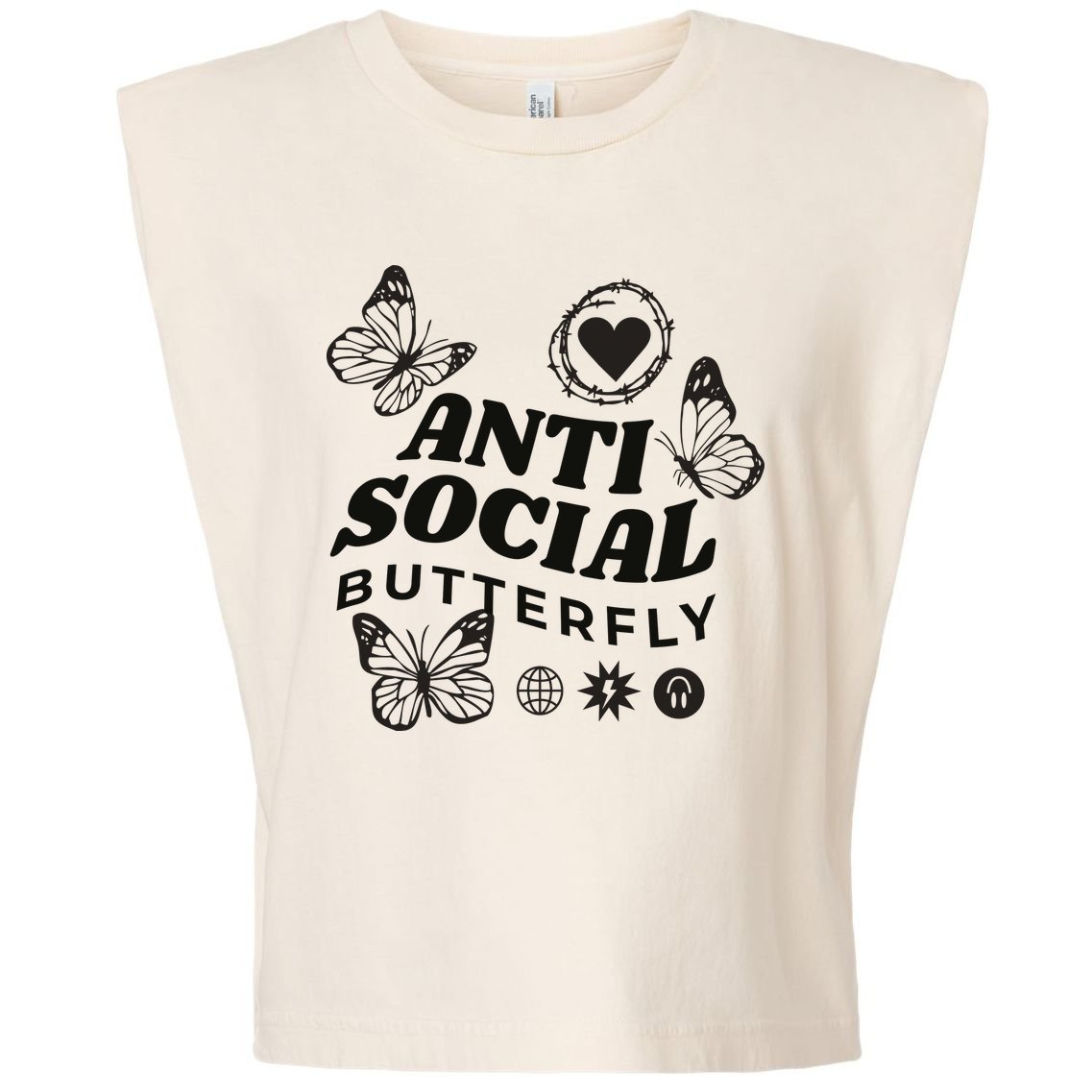 Anti Social Butterfly Retro Garment-Dyed Women's Muscle Tee