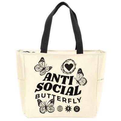 Anti Social Butterfly Retro Zip Tote Bag