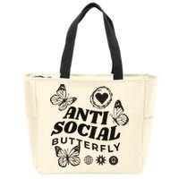 Anti Social Butterfly Retro Zip Tote Bag