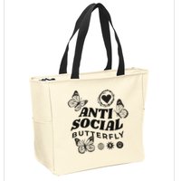 Anti Social Butterfly Retro Zip Tote Bag