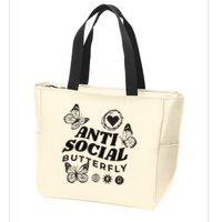 Anti Social Butterfly Retro Zip Tote Bag
