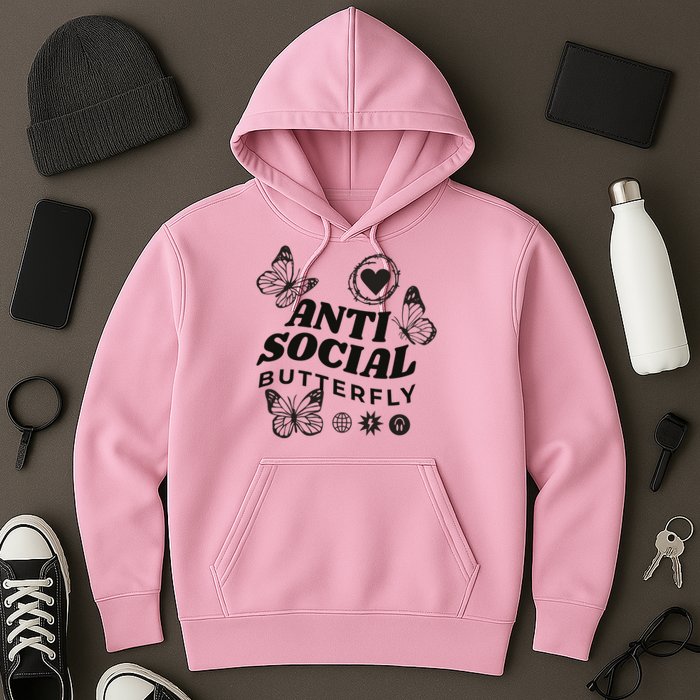 Anti Social Butterfly Retro Hoodie