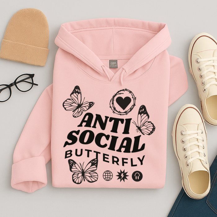 Anti Social Butterfly Retro Hoodie