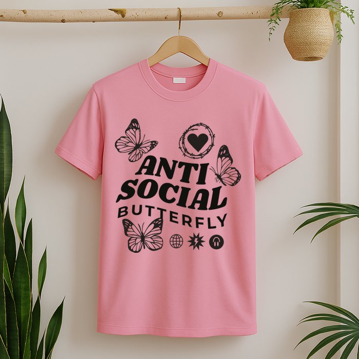 Anti Social Butterfly Retro T-Shirt