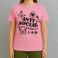 Anti Social Butterfly Retro T-Shirt