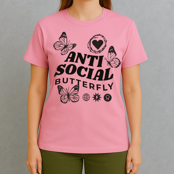 Anti Social Butterfly Retro T-Shirt