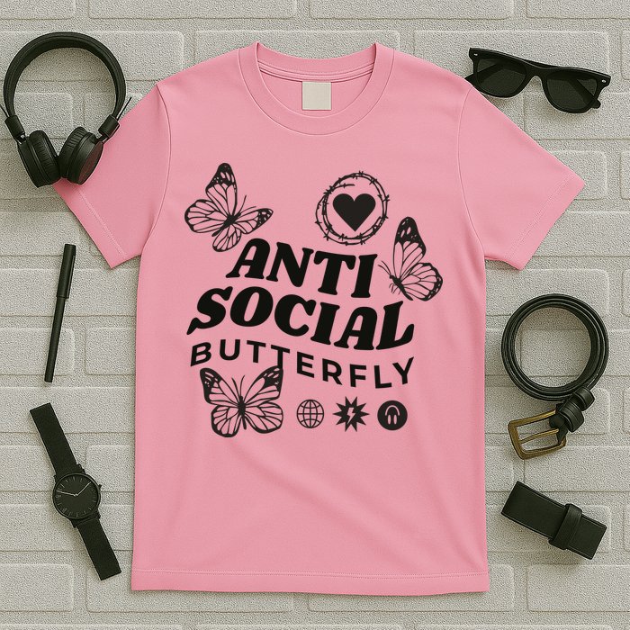 Anti Social Butterfly Retro T-Shirt