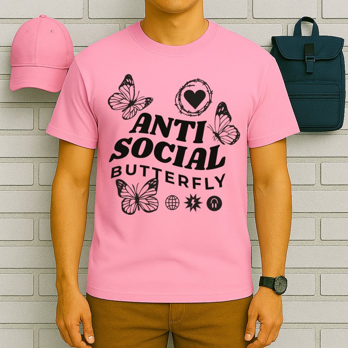 Anti Social Butterfly Retro T-Shirt