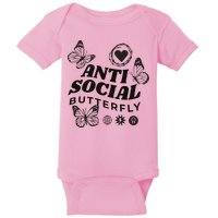 Anti Social Butterfly Retro Baby Bodysuit