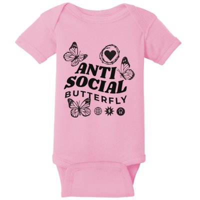 Anti Social Butterfly Retro Baby Bodysuit