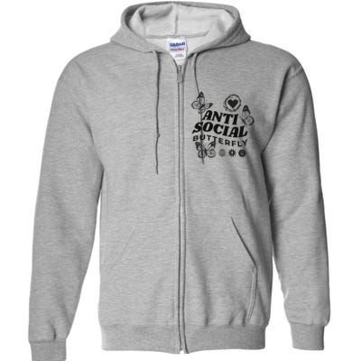 Anti Social Butterfly Retro Full Zip Hoodie