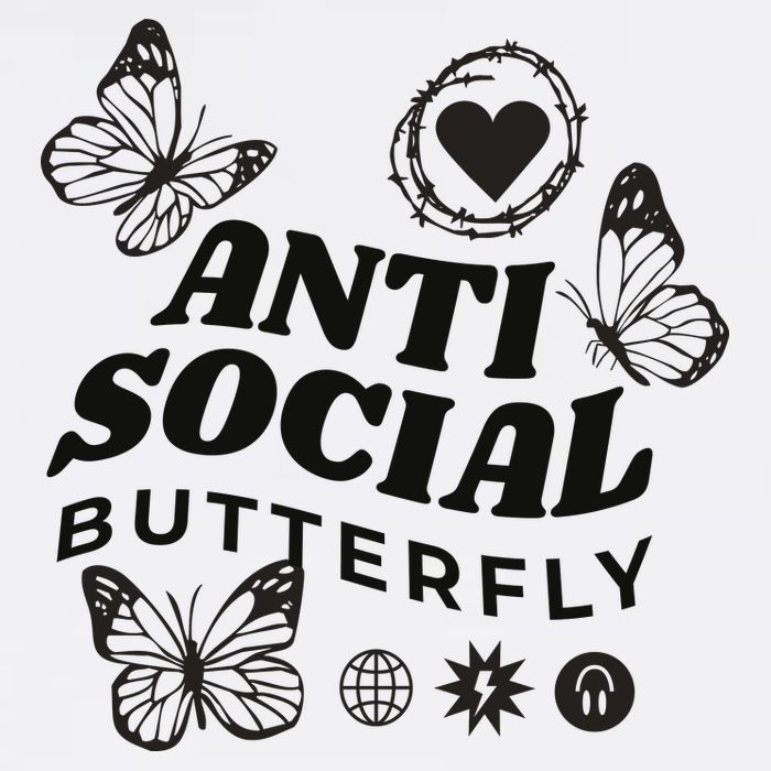 Anti Social Butterfly Retro Garment-Dyed Heavyweight T-Shirt