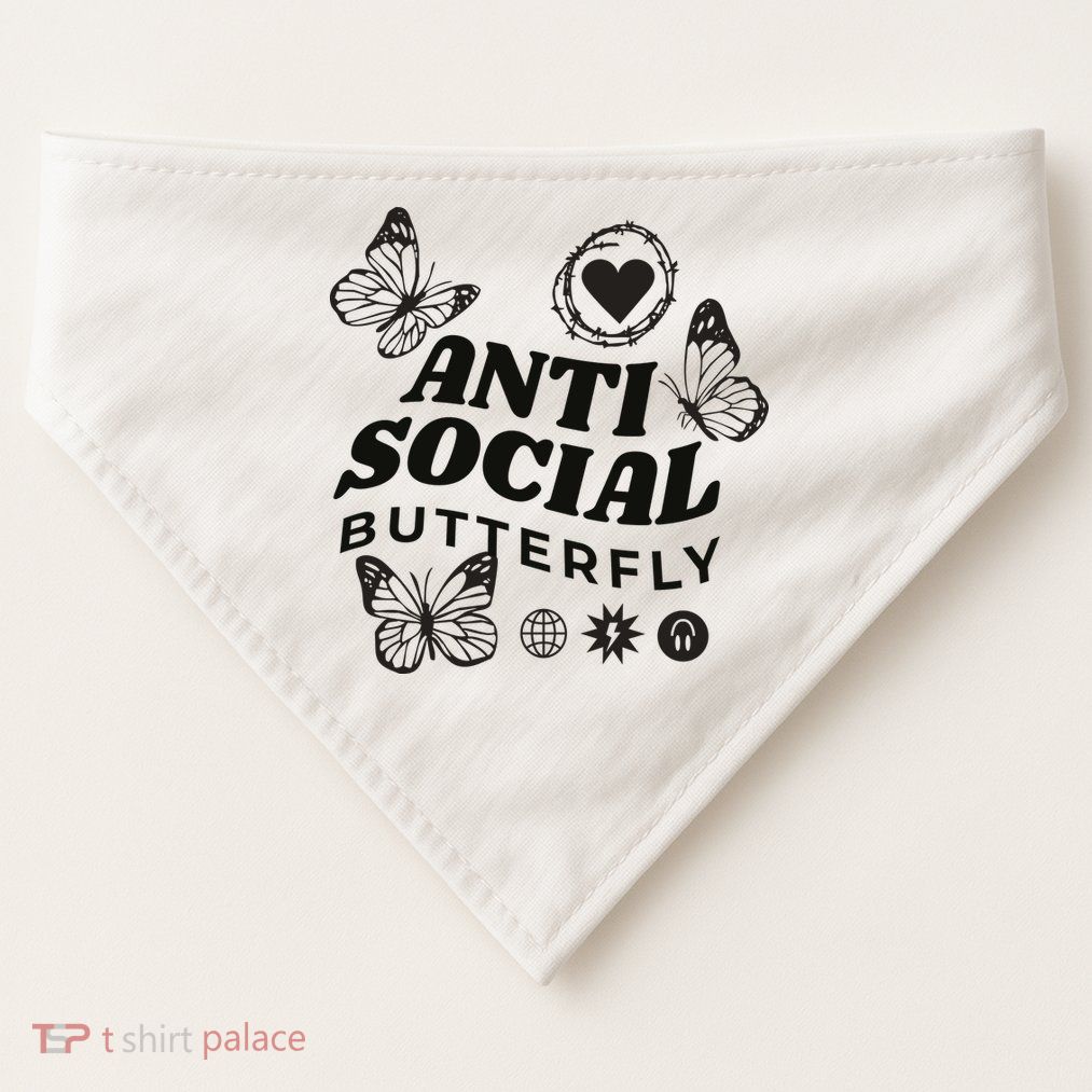 Anti Social Butterfly Retro USA-Made Doggie Bandana