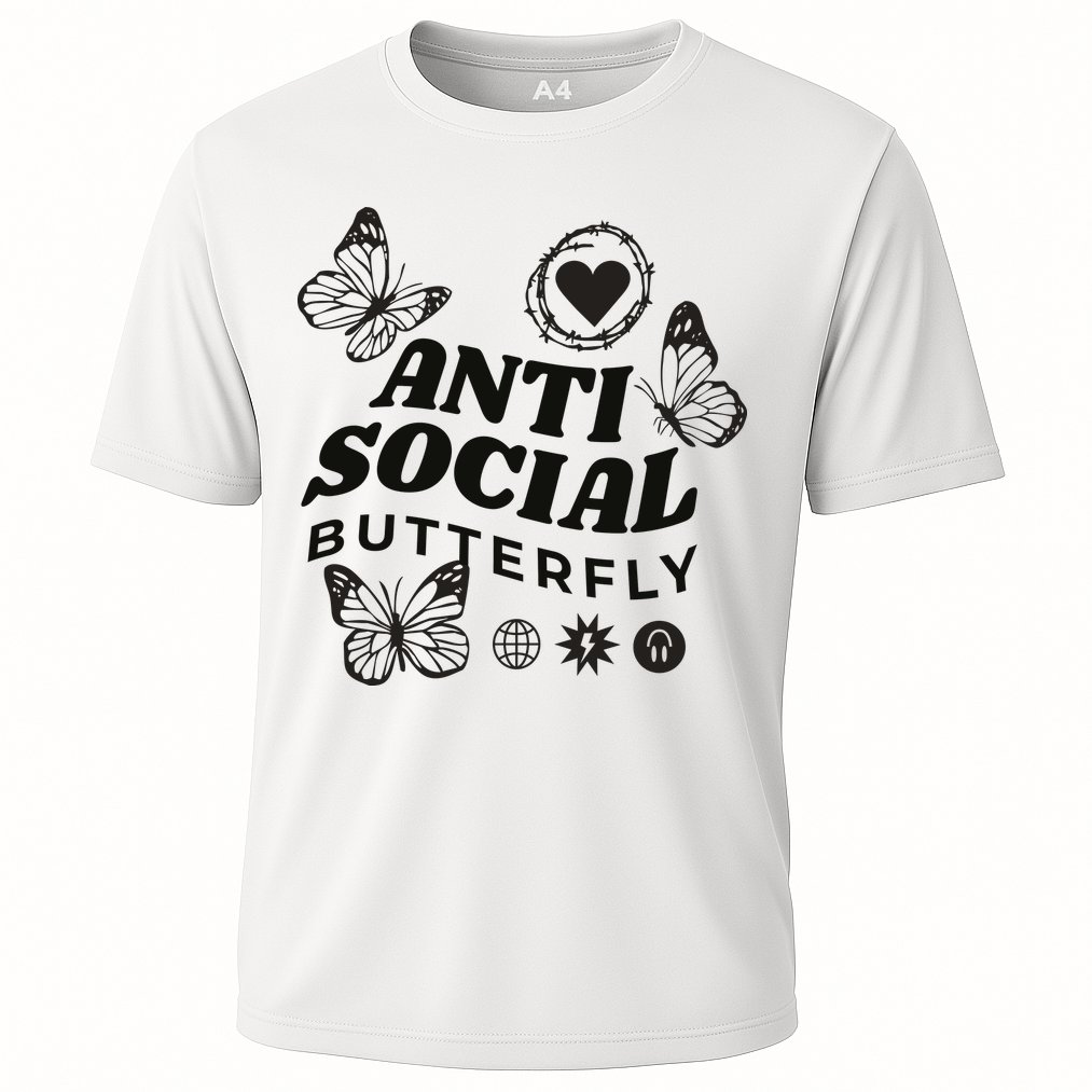 Anti Social Butterfly Retro Cooling Performance Crew T-Shirt