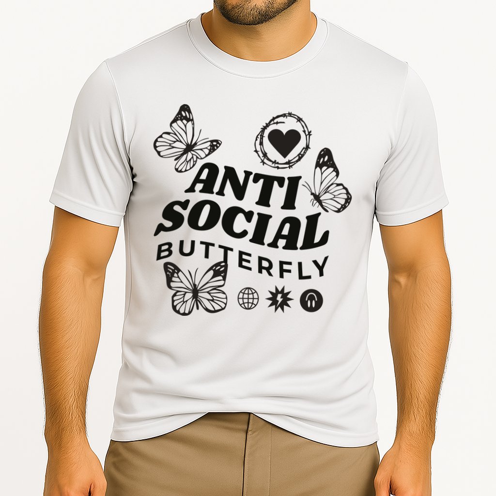 Anti Social Butterfly Retro Cooling Performance Crew T-Shirt