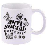Anti Social Butterfly Retro 11oz C Handle Ceramic Mug
