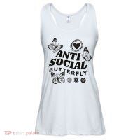 Anti Social Butterfly Retro Ladies Essential Flowy Tank