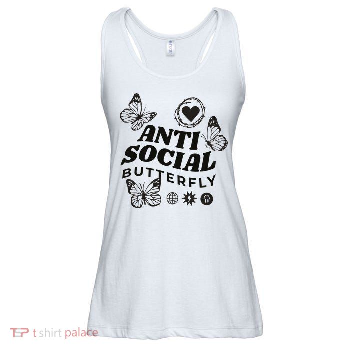 Anti Social Butterfly Retro Ladies Essential Flowy Tank