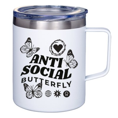 Anti Social Butterfly Retro 12oz Stainless Steel Coffee Mug