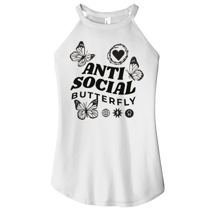 Anti Social Butterfly Retro Women's Perfect Tri Rocker Tank