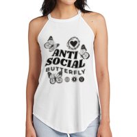 Anti Social Butterfly Retro Women's Perfect Tri Rocker Tank