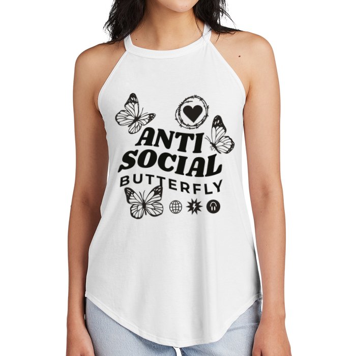 Anti Social Butterfly Retro Women's Perfect Tri Rocker Tank