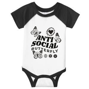 Anti Social Butterfly Retro Infant Baby Jersey Bodysuit