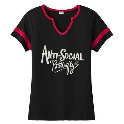 Anti Social Butterfly Ladies Halftime Notch Neck Tee