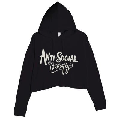 Anti Social Butterfly Crop Fleece Hoodie