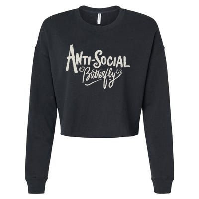 Anti Social Butterfly Cropped Pullover Crew