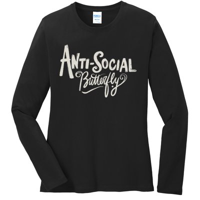 Anti Social Butterfly Ladies Long Sleeve Shirt