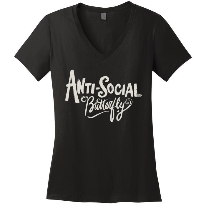 Anti Social Butterfly Women's V-Neck T-Shirt