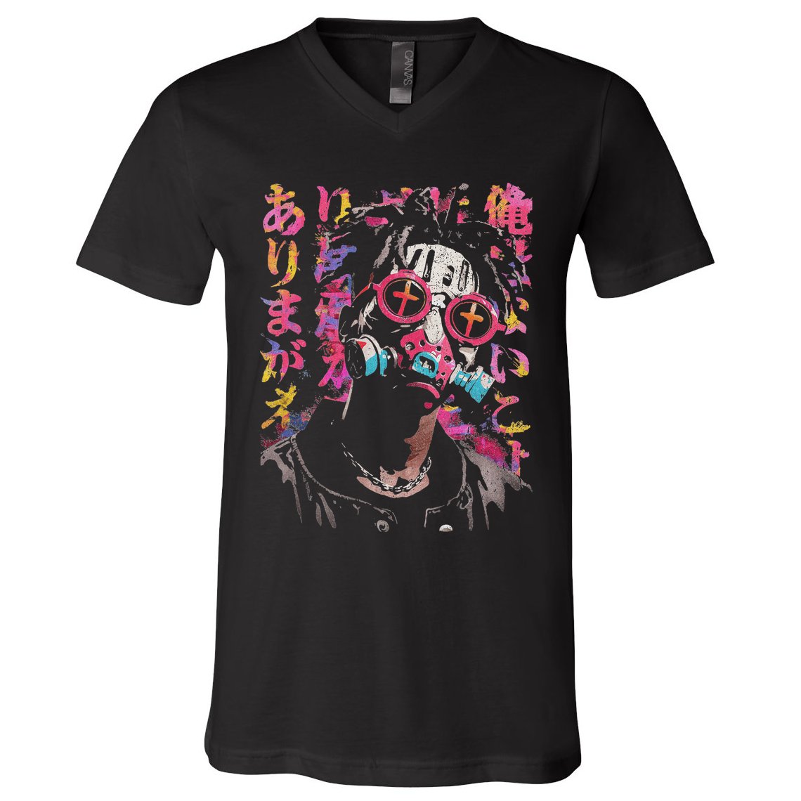 Afro Streetwear Black Otaku Techwear Manga Anime V-Neck T-Shirt